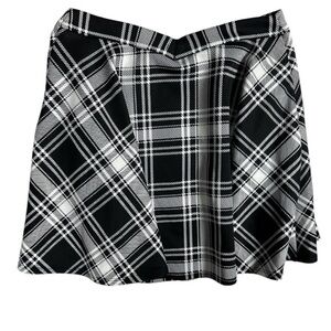Hot Topic Mini Skirt Plaod White Black O-Ring Front Zip Women's XL